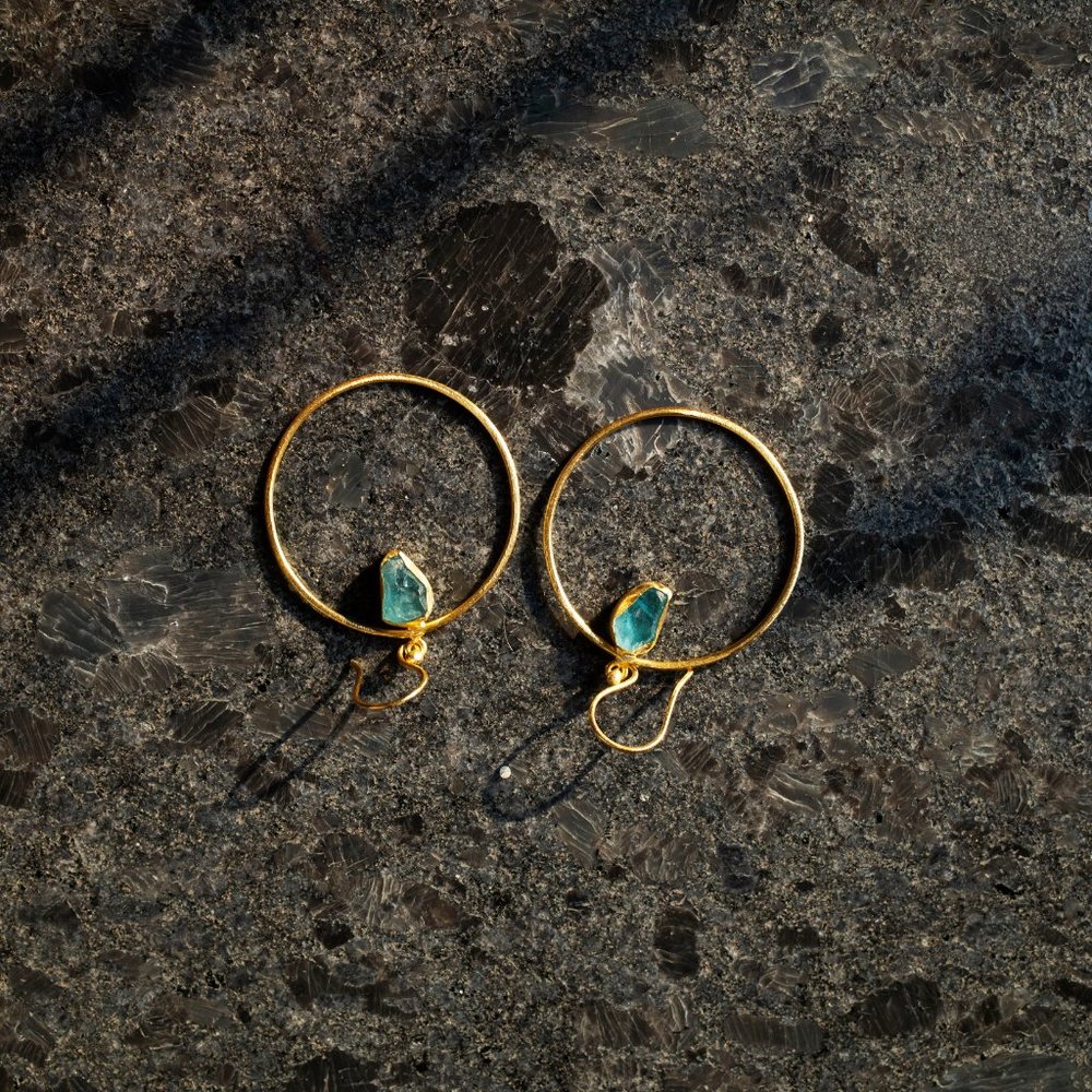 Circle Raw Stone Earrings View 4